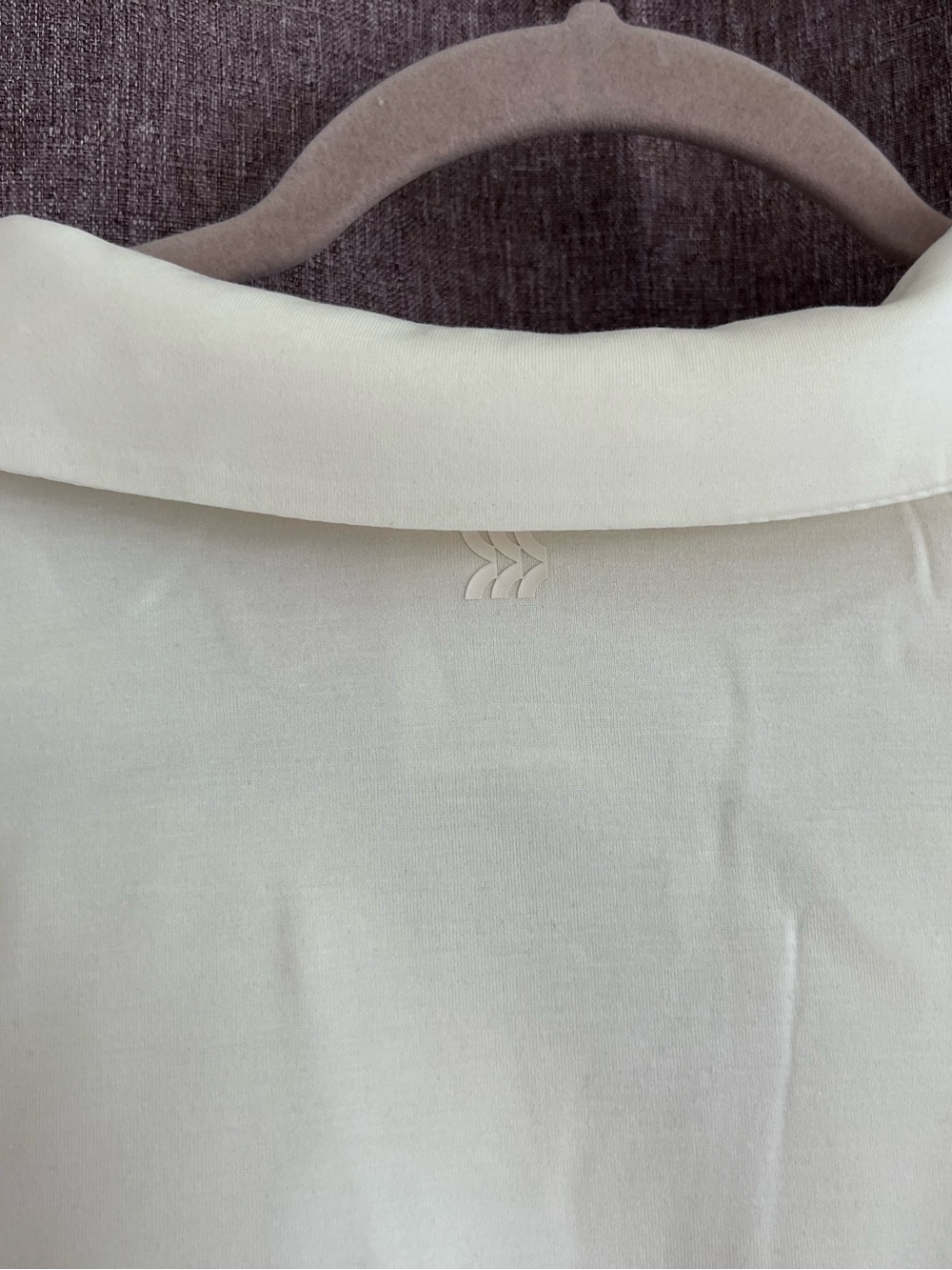 Women's Cream V-Neck Collared Pullover Top - Picture 5 of 5